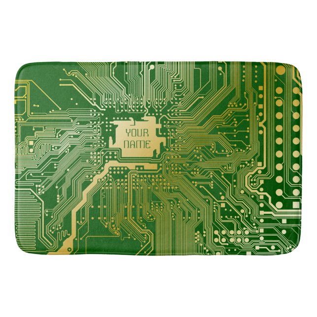 Tapis De Bain Circuit Monogramme Motherboard Electronics Chip Te (Devant)