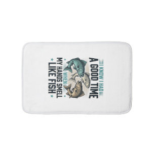 Tapis De Bain Citation de pêche drôle Gravure vintage vecteur co