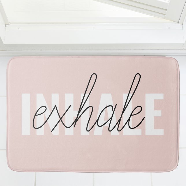 Tapis De Bain Citation moderne Pastel Pink Inhale Exhale (Créateur téléchargé)