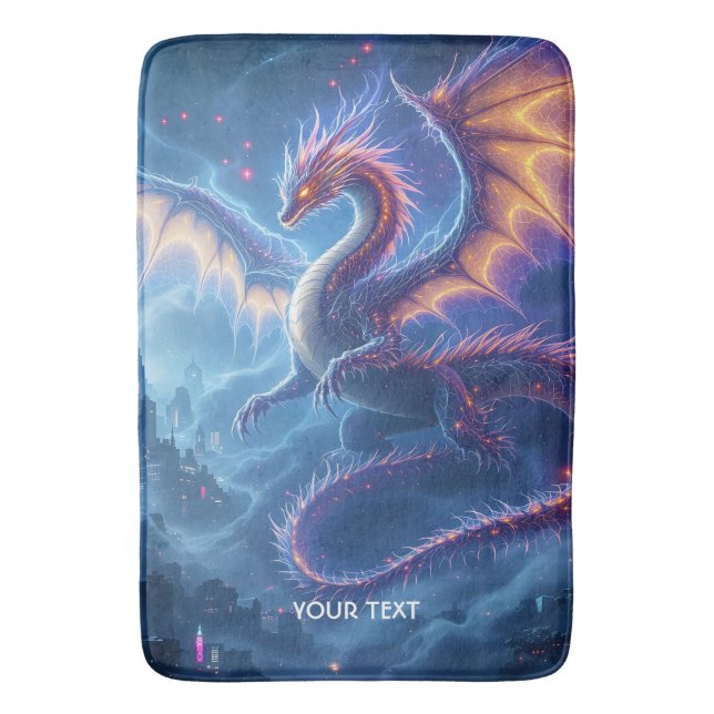 Tapis De Bain Cité fantastique du dragon bleu mignon (devant Vertical)