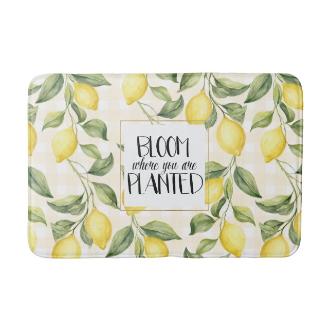 Tapis De Bain Citrons Jaunes Chic Floraison (Devant)