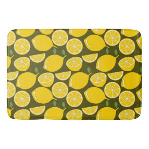 Tapis De Bain Citrons jaunes et motif vert olive : Citrus modern