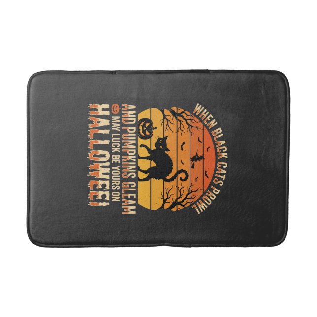 Tapis De Bain Citrouille Chat Noir Halloween Design Vectoriel (Devant)
