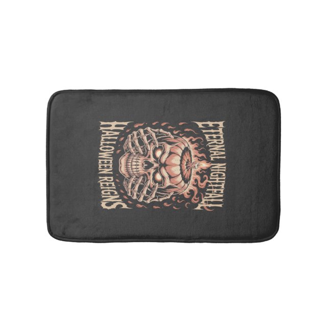 Tapis De Bain Citrouille crâne à mains de squelette effrayant (Devant)