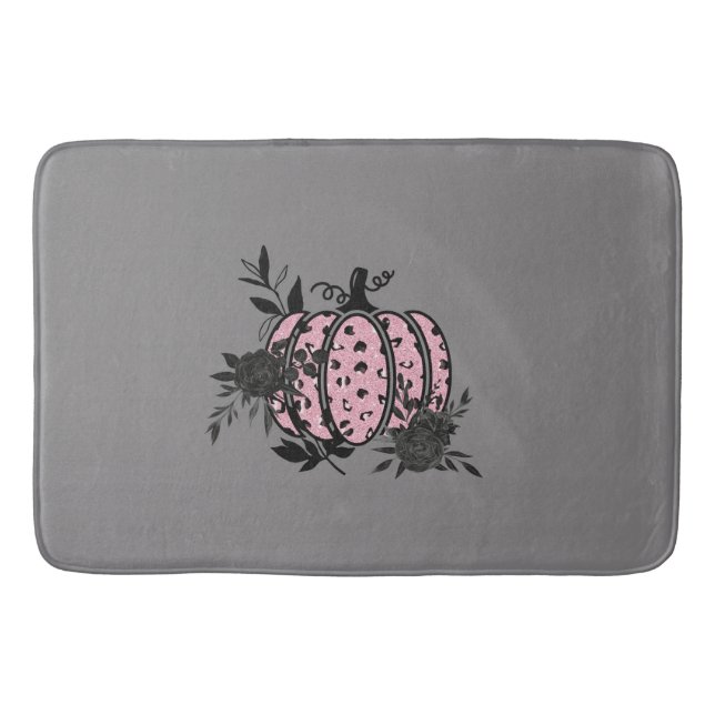 Tapis De Bain Citrouille de bain de Mat, rose et léopard noir (Devant)