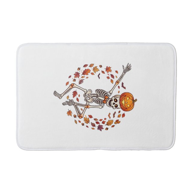 Tapis De Bain Citrouille de crâne de squelette de danse d'Hallow (Devant)