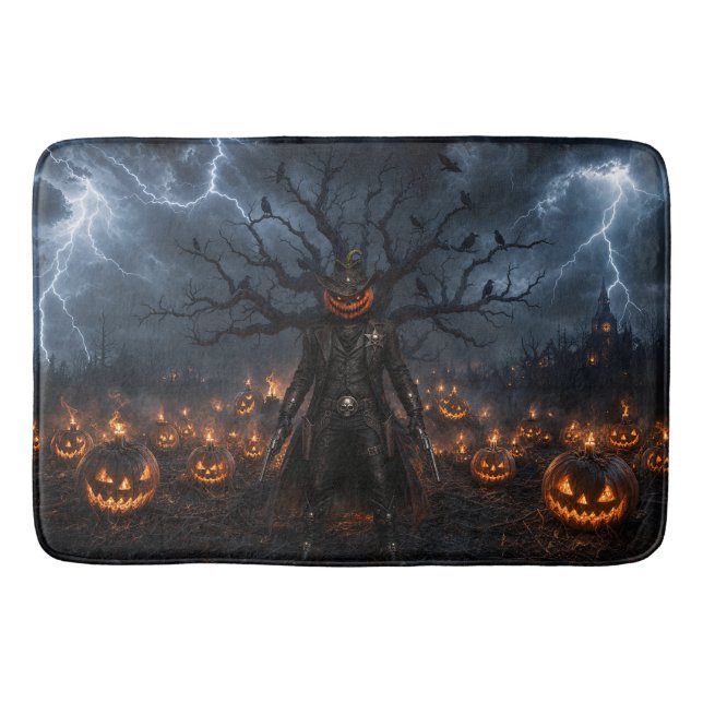 Tapis De Bain Citrouille de sheriff cowboy Halloween effrayant é (Devant)