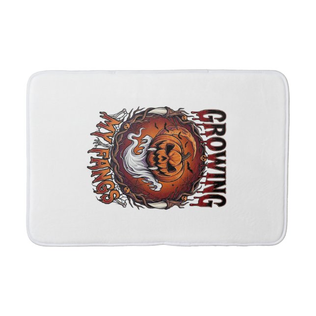 Tapis De Bain Citrouille de vampire aux crocs croissants Chauves (Devant)
