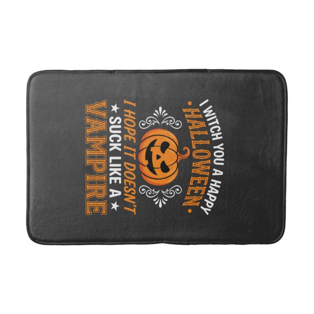 Tapis De Bain Citrouille de vampire drôle d'Halloween (Devant)