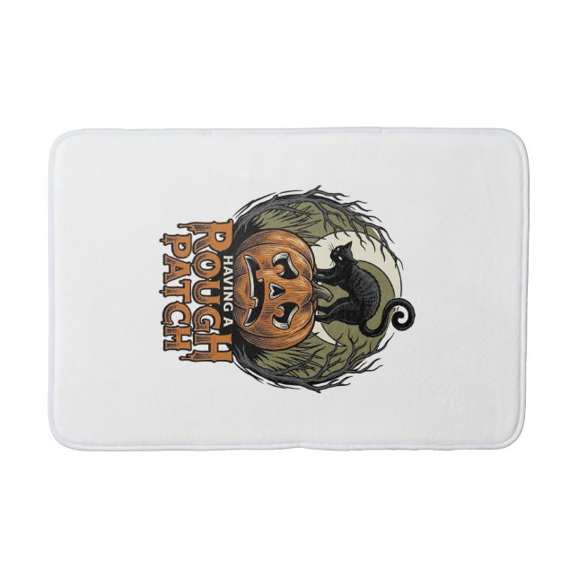 Tapis De Bain Citrouille d'Halloween Chat Tache Brute Gravure Vi (Devant)