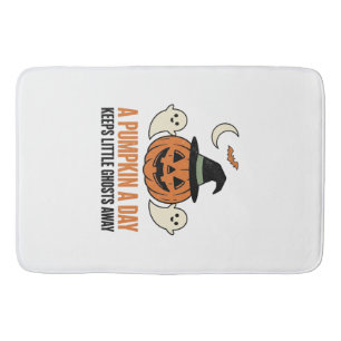 Tapis De Bain Citrouille d'Halloween Fantôme Drôle Citation Vint