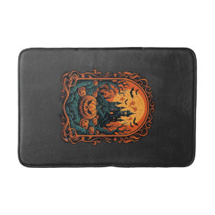 Tapis De Bain Citrouille d'Halloween Maison Hantée Pleine Lune C