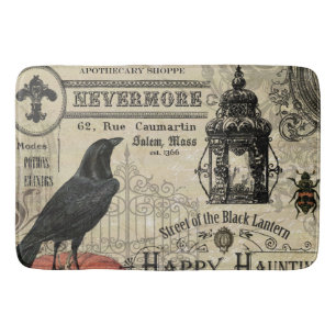 Tapis De Bain Citrouille et corneille vintages modernes de