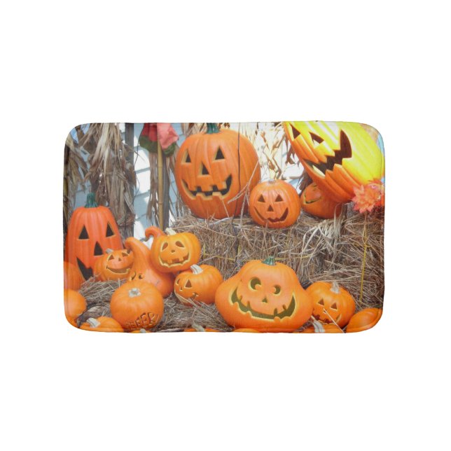 Tapis De Bain Citrouille halloween Jack-o'-lantern orange citrou (Devant)