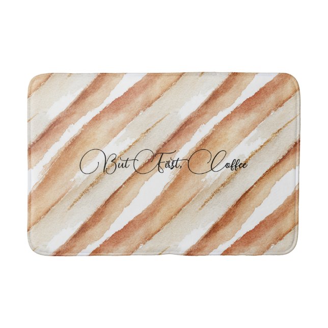 Tapis De Bain Citrouille Pêche Latte Rayures   (Devant)