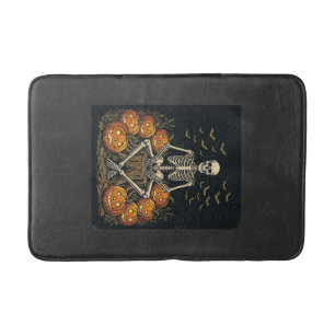 Tapis De Bain Citrouille squelette Halloween Design Rétro Vintag