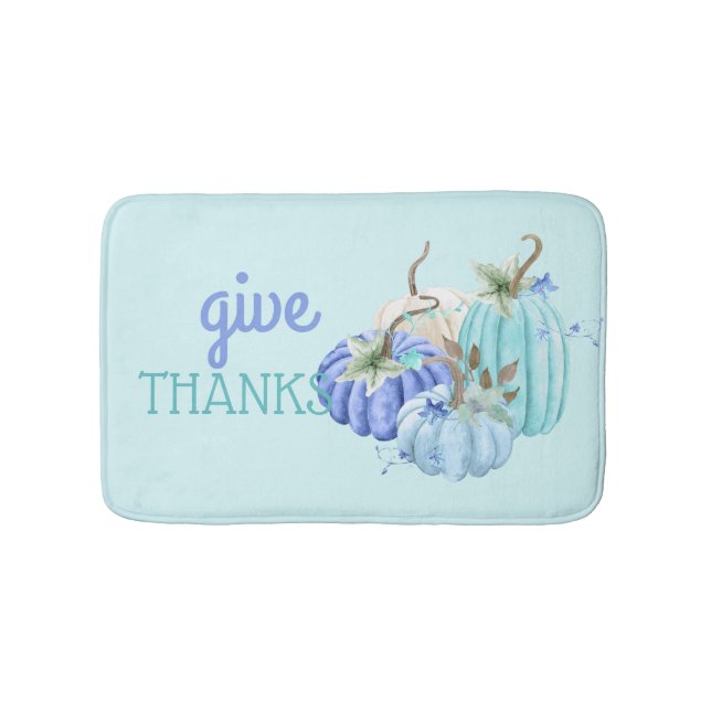 Tapis De Bain Citrouille Turquoise Bleu Canard Automne (Devant)