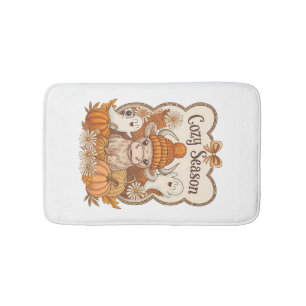 Tapis De Bain Citrouille-vache des Highlands Fantôme Halloween