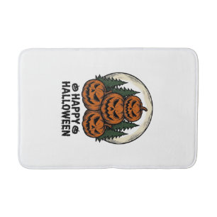 Tapis De Bain Citrouille Vintage Halloween Jack O Lanterne Forêt