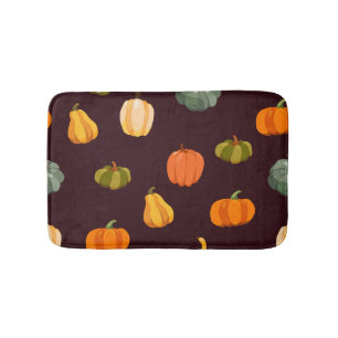 Tapis De Bain Citrouilles colorés : Élégance d'automne foncé.