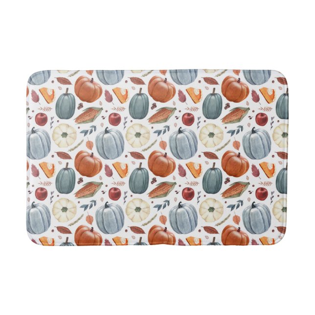 Tapis De Bain Citrouilles d'automne et feuilles d'automne Motif (Devant)