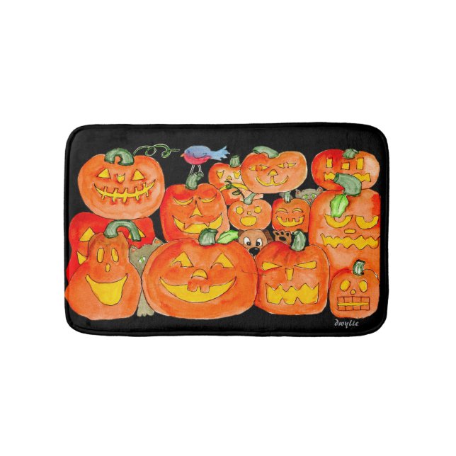 Tapis De Bain Citrouilles d'Halloween avec des Animaux (Devant)