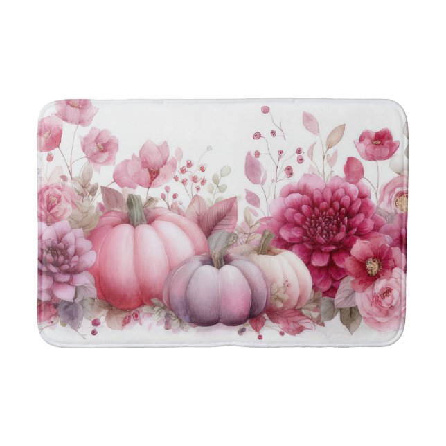 Tapis De Bain Citrouilles et fleurs d'automne (Devant)