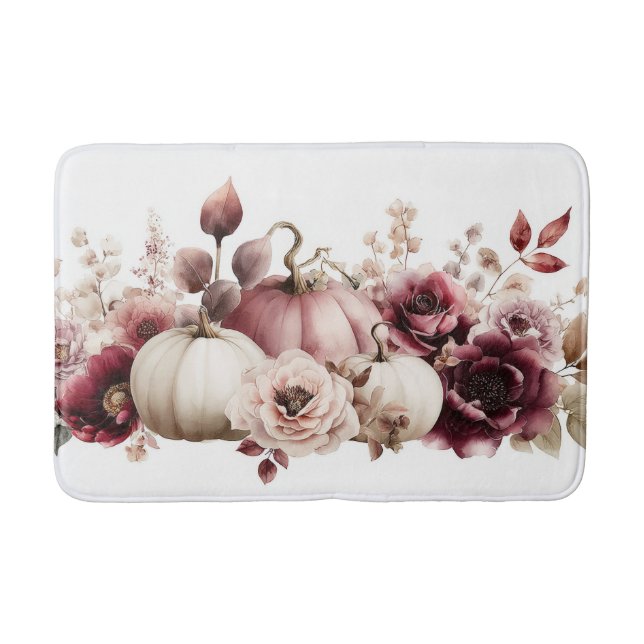 Tapis De Bain Citrouilles et fleurs d'automne (Devant)