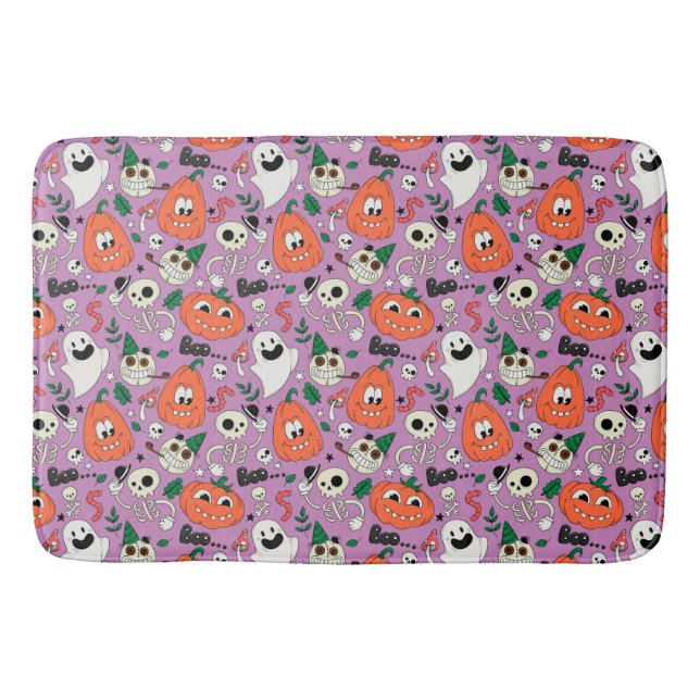 Tapis De Bain Citrouilles et squelettes Ghost mignons (Devant)