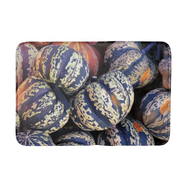 Tapis De Bain Citrouilles rayées rustiques (Devant)