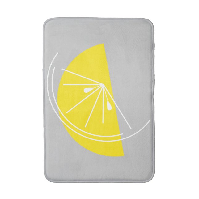 Tapis De Bain Citrus Citron Blanc bain mat gris (Devant (Vertical))