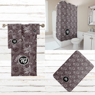 TAPIS DE BAIN CLASSE MODERNE MONOGRAMME NOIR ET BLANC