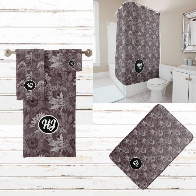 TAPIS DE BAIN CLASSE MODERNE MONOGRAMME NOIR ET BLANC (Créateur téléchargé)