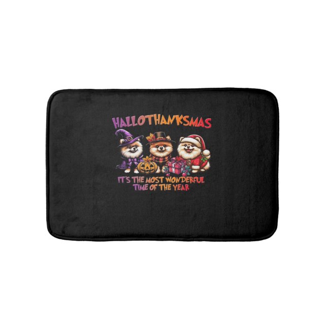 Tapis De Bain Classi de Noël d'Halloween de Poméranie (Devant)
