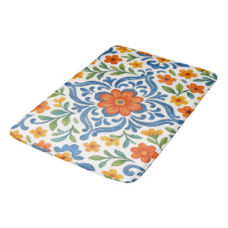 Tapis De Bain Classic Ethnic Méditerranéen Floral Art Motif