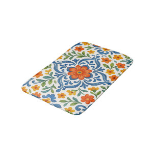 Tapis De Bain Classic Ethnic Méditerranéen Floral Art Motif