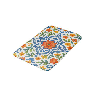 Tapis De Bain Classic Ethnic Méditerranéen Floral Art Motif