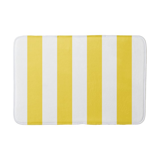 Tapis De Bain Classic Wide Stripes, citron jaune et blanc (Devant)