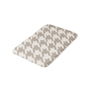 Tapis De Bain Classique Ivoire Taupe Motif Pied de Poule Neutre