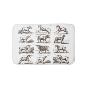 Tapis De Bain Classique Unicorne Antique Mythique Magie Créature