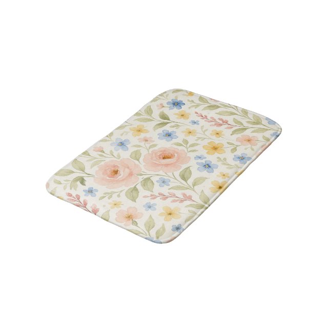 Tapis De Bain Classy Shabby Chic Floral Motif (Angle)