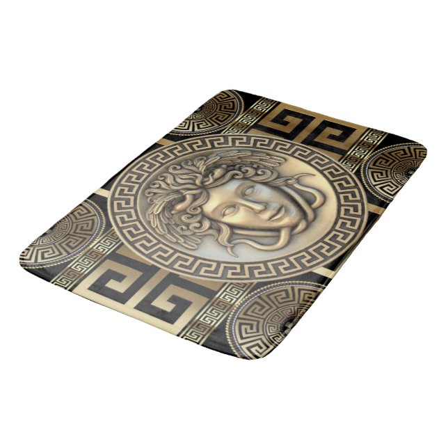 Tapis De Bain Clé grecque de Méduse dorée  (Angle)