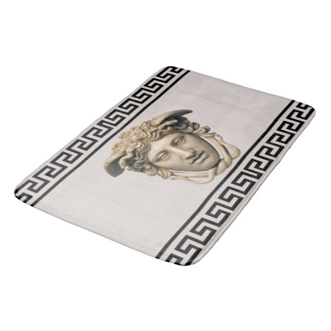 Tapis de bain clé grecque Medusa beige pierre (Angle)