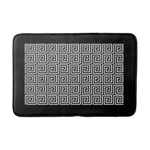 Tapis De Bain Clé grecque Motif, noir et blanc