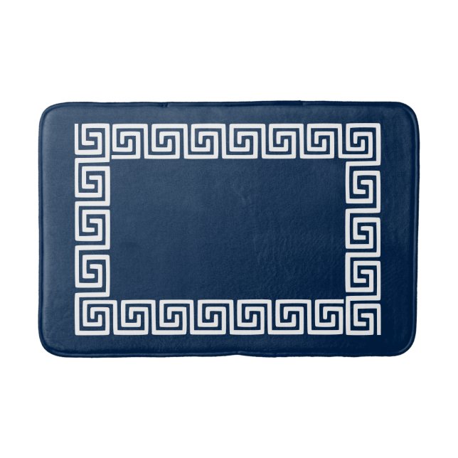 Tapis De Bain Clé grecque prépa – Navy & Blanc (Devant)