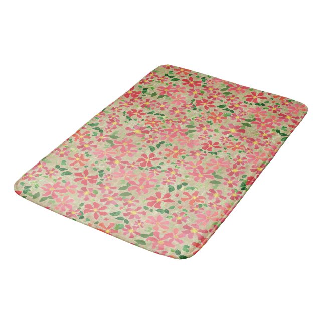 Tapis De Bain Clematis rose, rouge, Orange motif floral sur la f (Angle)