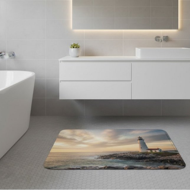 Tapis De Bain Coastal Serenity Lighthouse Bath Mat (Créateur téléchargé)