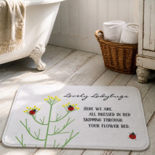 Tapis De Bain Coccinelle Coccinelles sautant gris et blanc