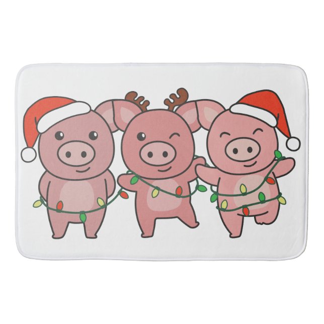 Tapis De Bain Cochon Noël Animaux de Noël Cochons (Devant)