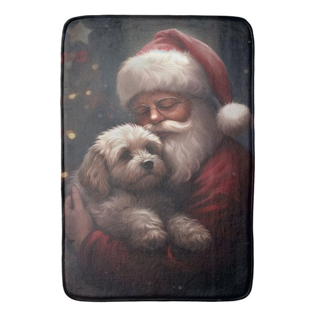Tapis De Bain Cockapou avec Noël Festif du Père Noël (devant Vertical)
